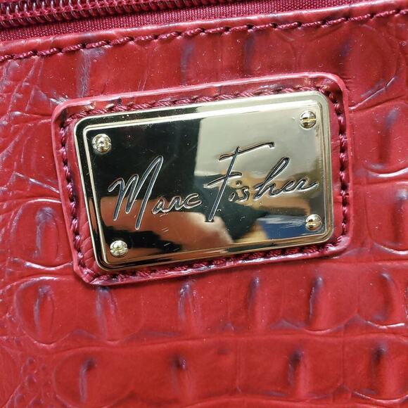 Red Croc Crossbody Bag & Wallet Set Marc Fisher Faux Leather Kenneth Cole Clutch - Picture 4 of 11